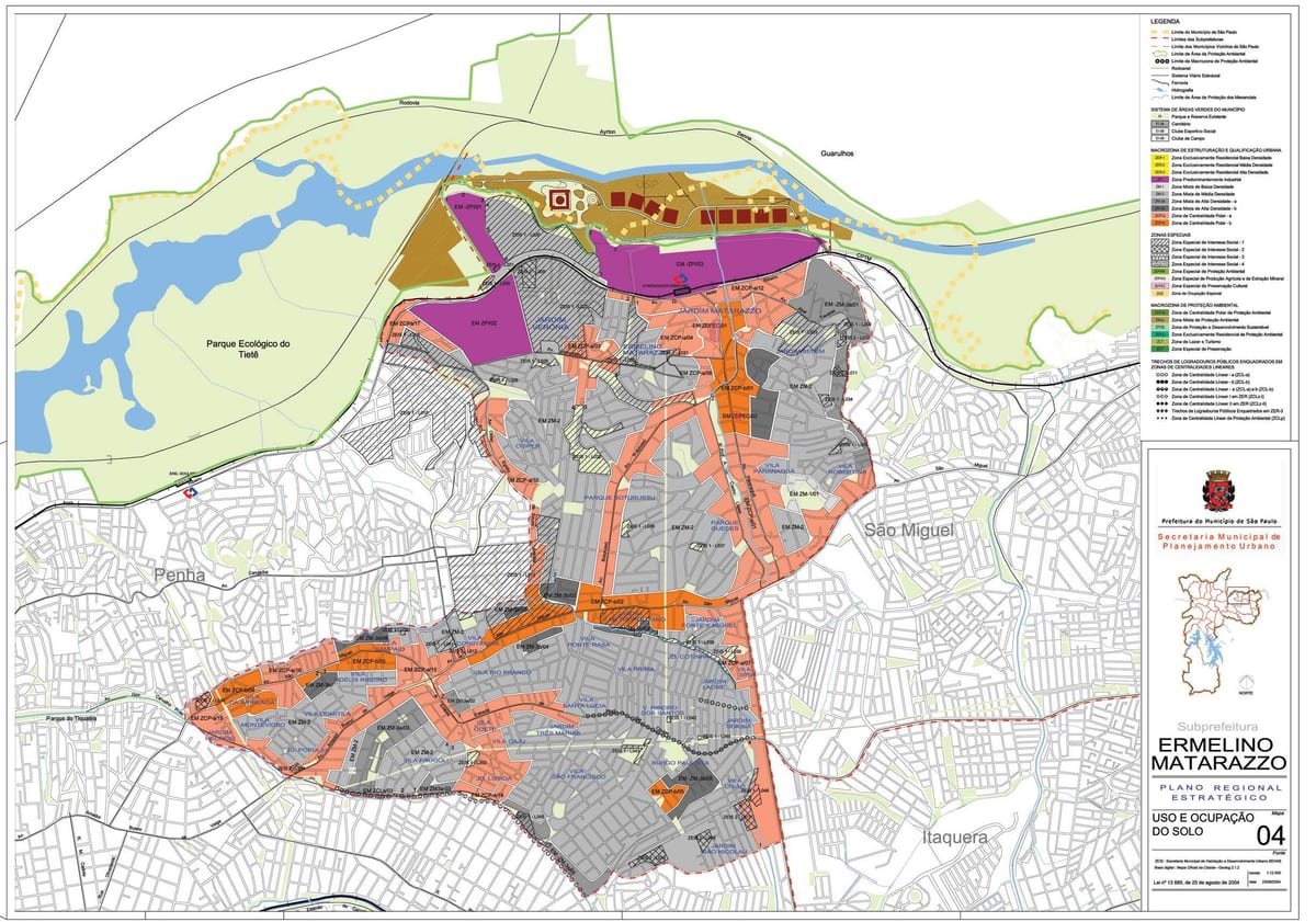 Mapa Ermelino Matarazzo São Paulo - záber pôdy