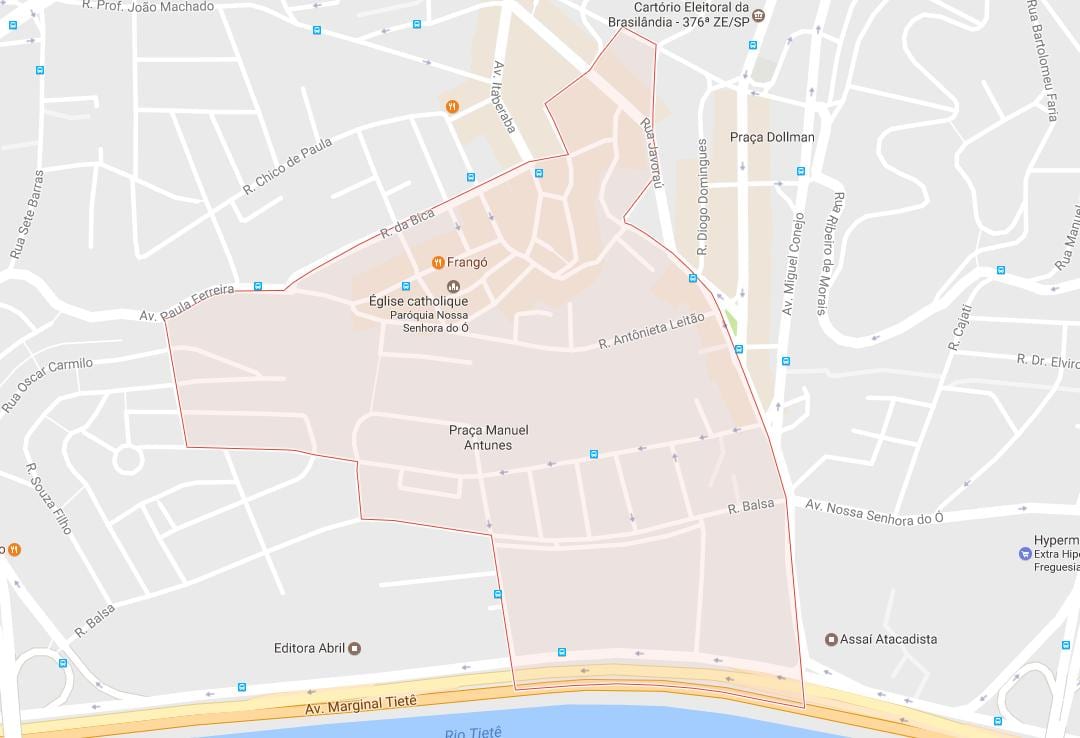 Mapa Freguesia urobiť, Ó Sao Paulo