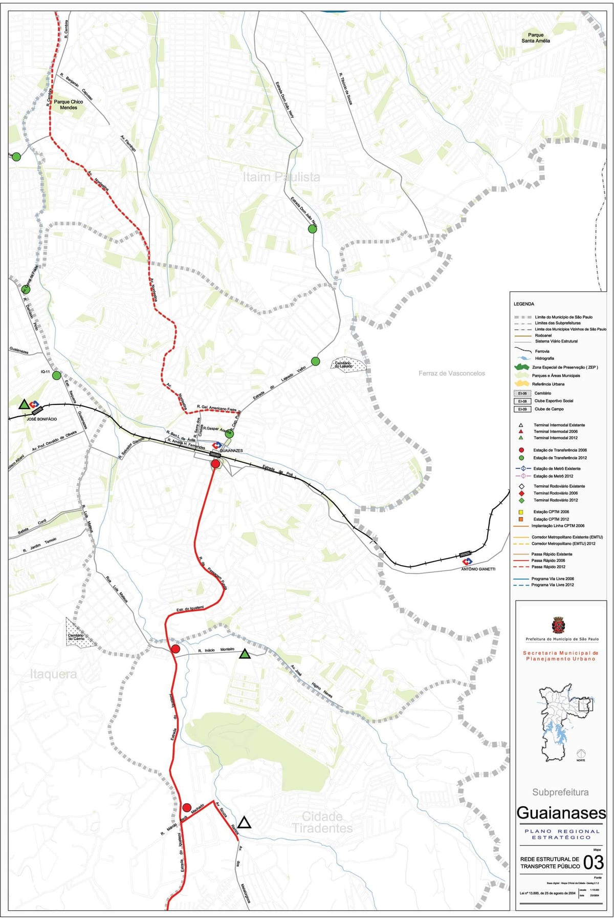 Mapa Guaianases São Paulo - Verejnej dopravy