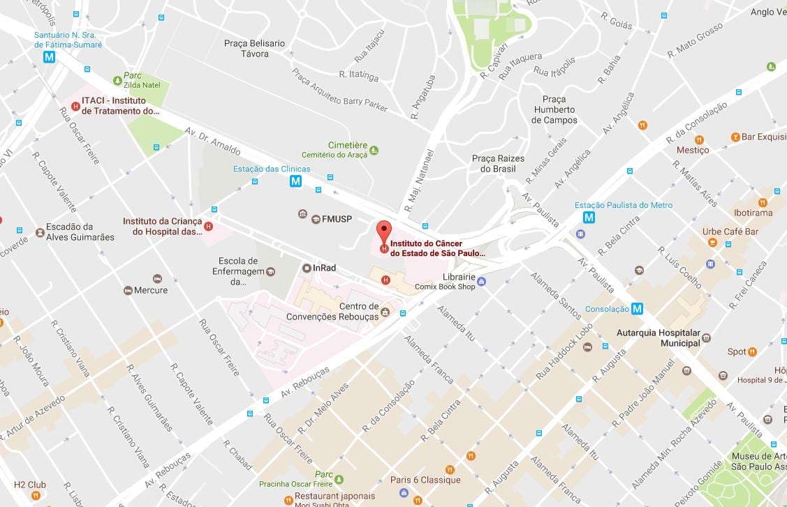 Mapa Inštitútu Rakoviny z São Paulo