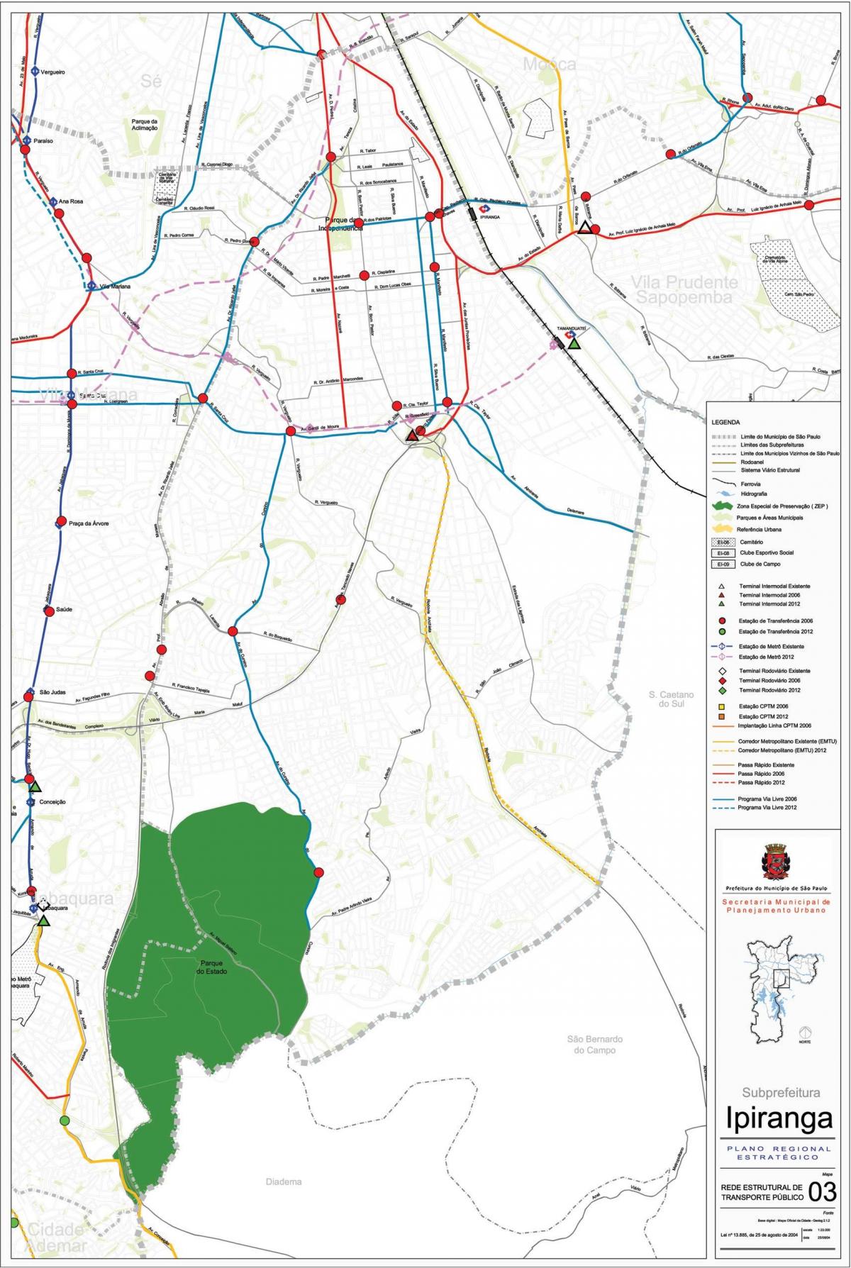 Mapa Ipiranga São Paulo - Verejnej dopravy