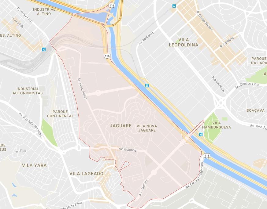 Mapa Jaguaré Sao Paulo