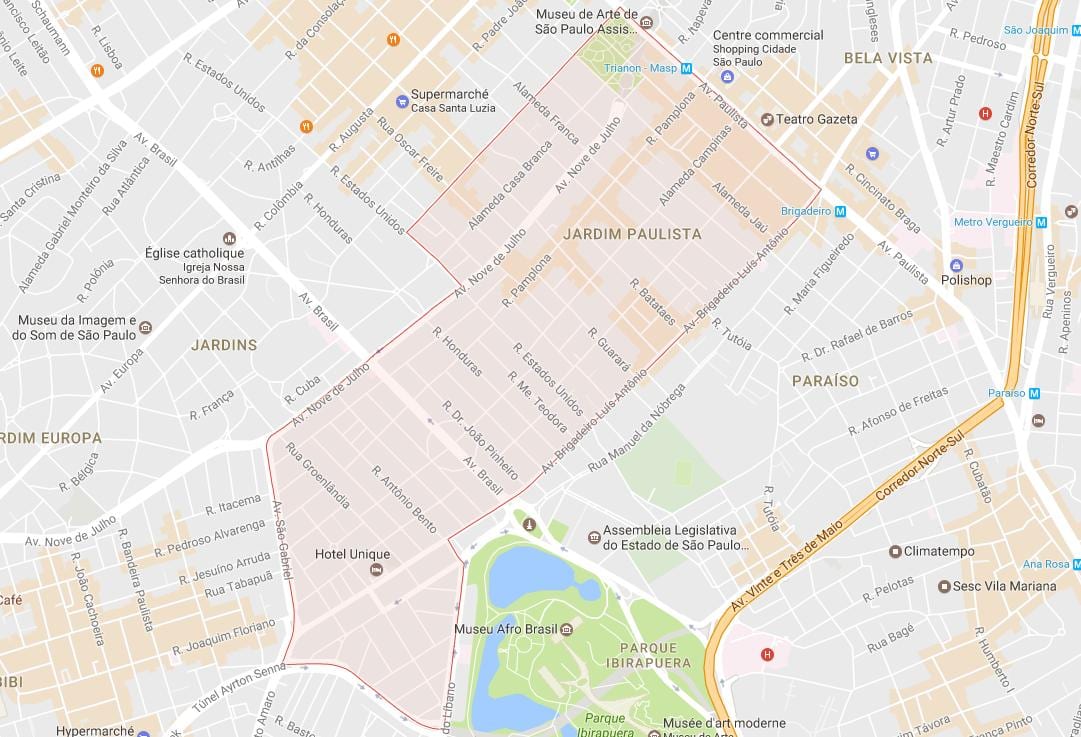Mapa Jardim Paulista Sao Paulo