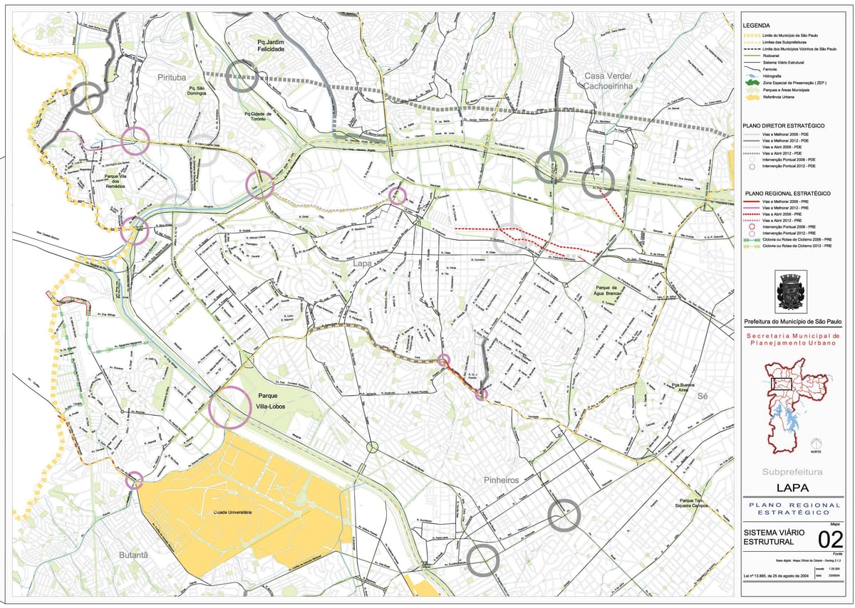 Mapa Lapa São Paulo - Cesty