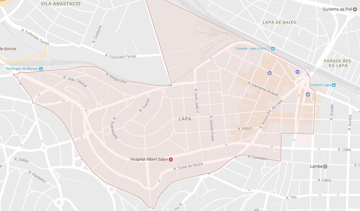 Mapa Lapa Sao Paulo