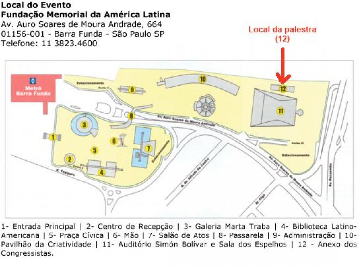 Mapa latinská Amerika Pamätník Sao Paulo