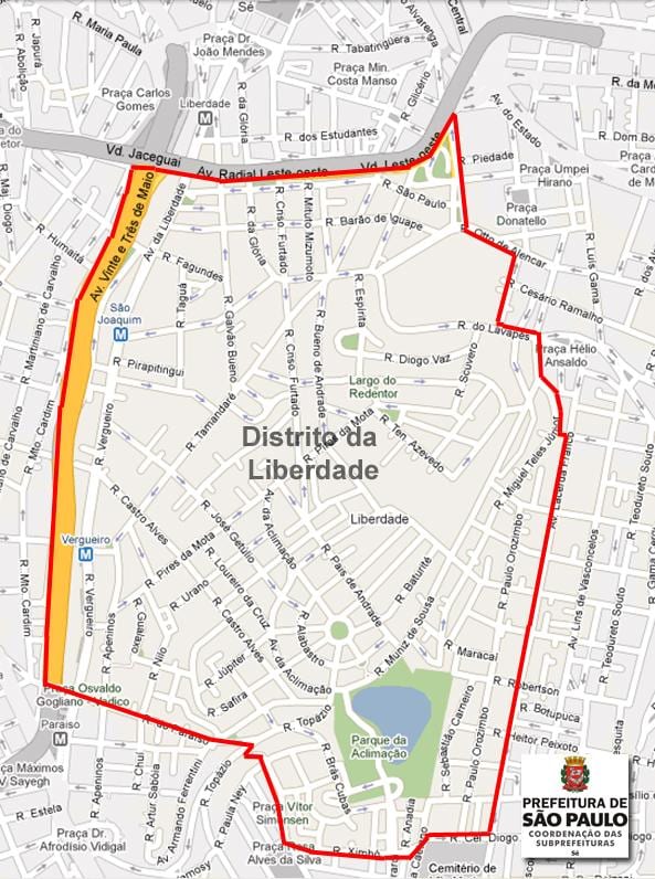 Mapa Liberdade Sao Paulo
