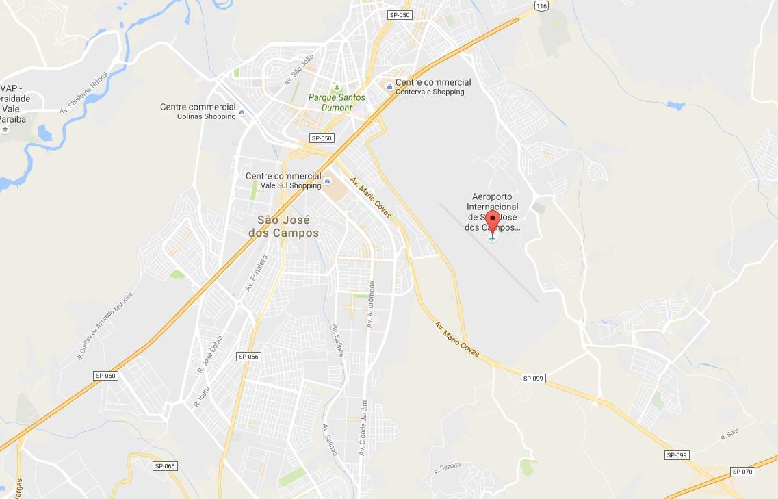 Mapa medzinárodné letisko São José dos Campos