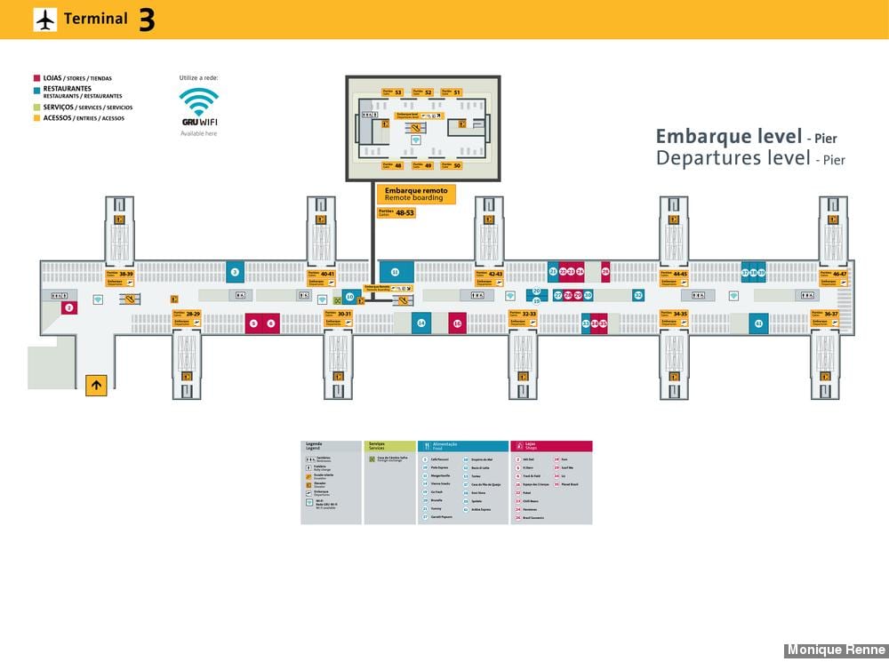 Mapa medzinárodné letisko São Paulo-Guarulhos - Terminál 3