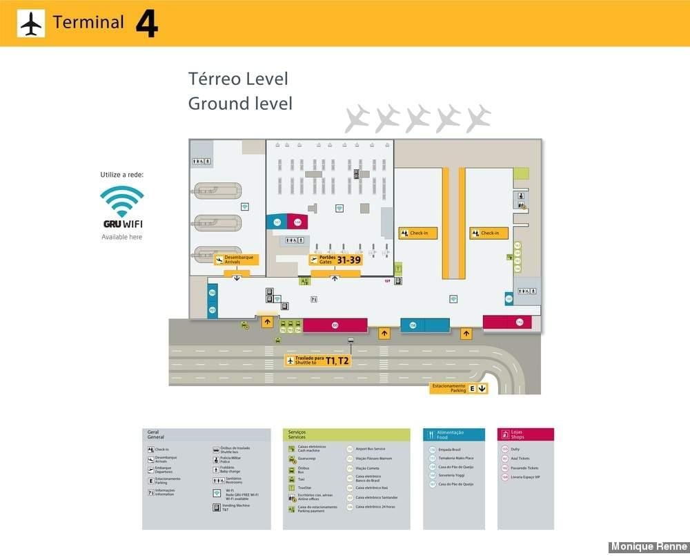 Mapa medzinárodné letisko São Paulo-Guarulhos - Terminál 4