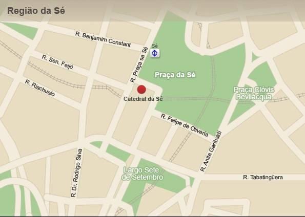 Mapa metropolitná katedrála z São Paulo