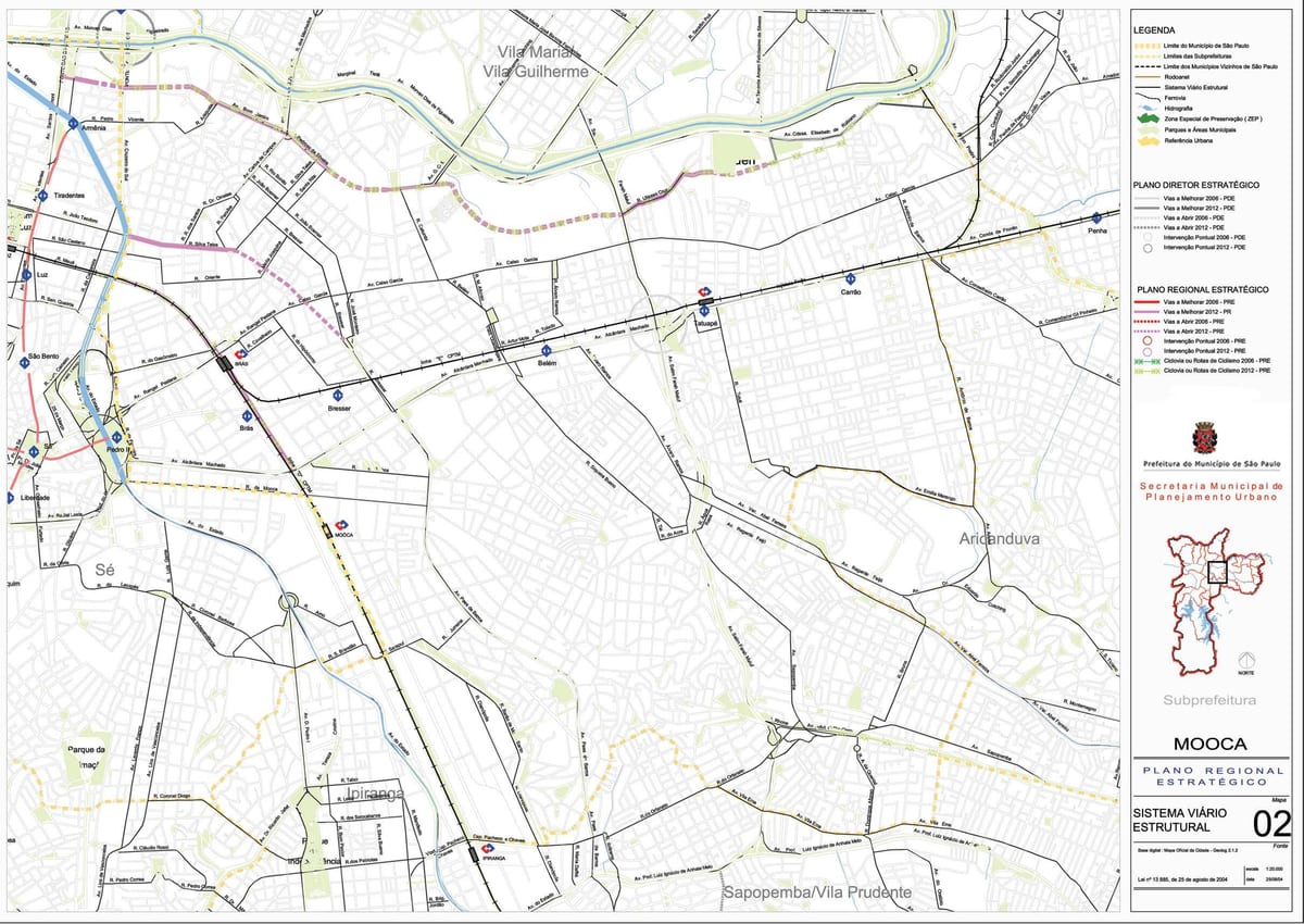 Mapa Mooca São Paulo - Cesty