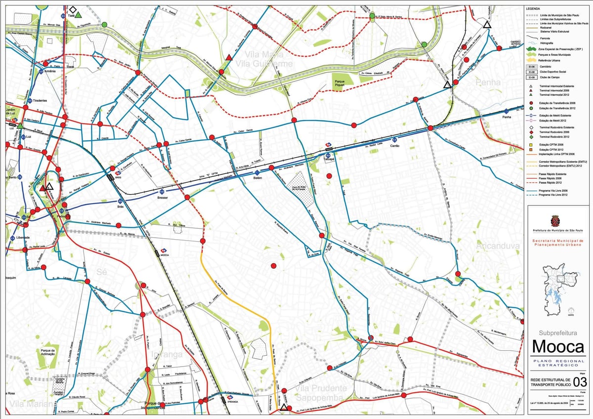 Mapa Mooca São Paulo - Verejnej dopravy