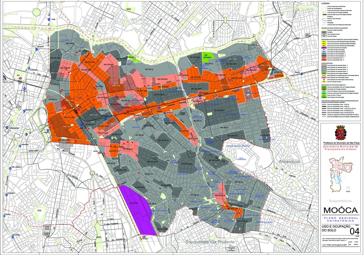 Mapa Mooca São Paulo - záber pôdy