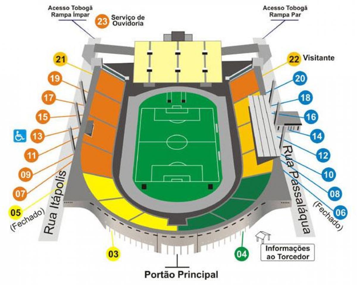 Mapa Pacaembu São Paulo štadión