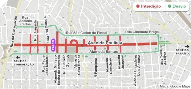 Mapa Paulista avenue Sao Paulo