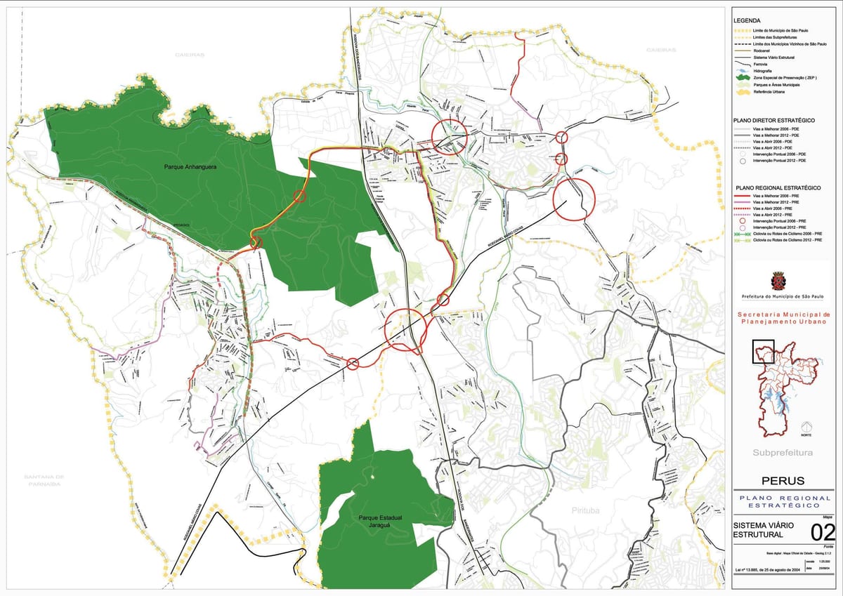 Mapa Perus São Paulo - Cesty
