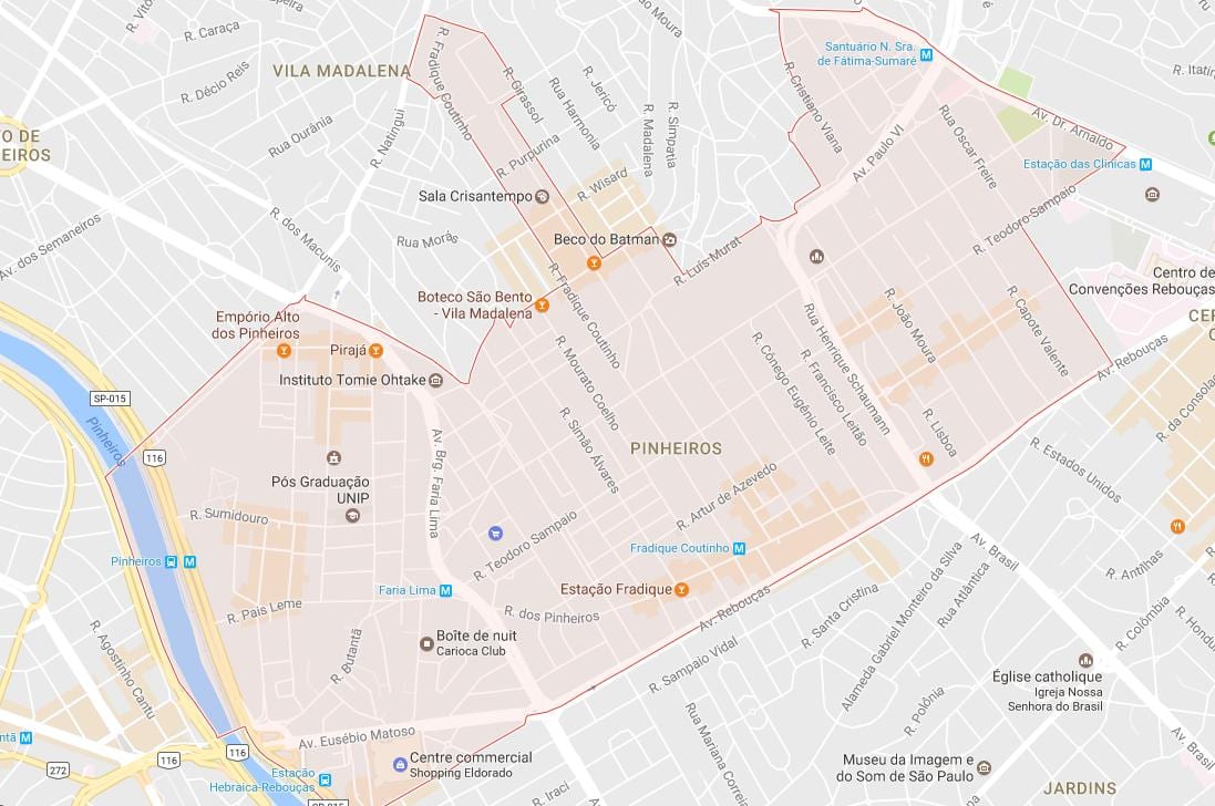 Mapa Pinheiros Sao Paulo
