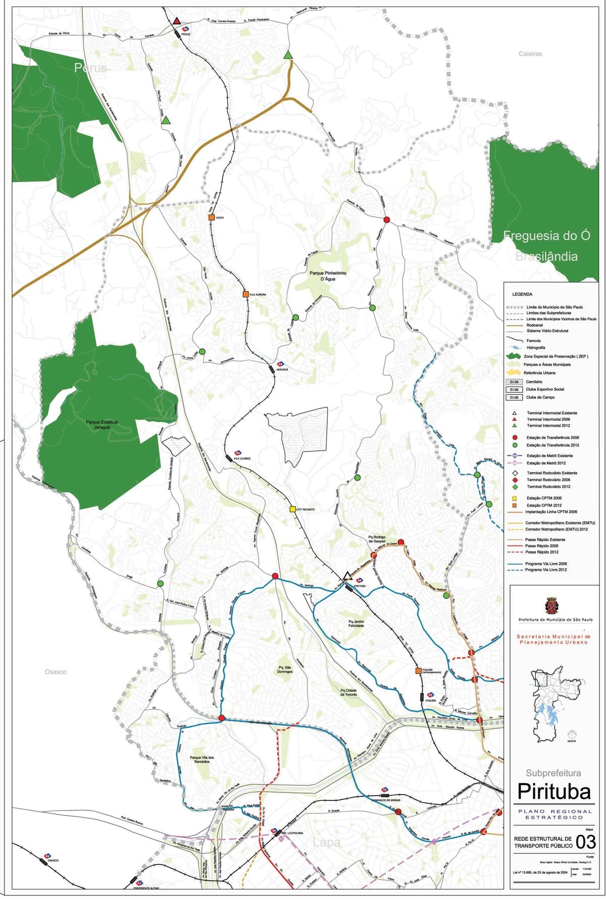 Mapa Pirituba-Jaraguá São Paulo - Verejnej dopravy