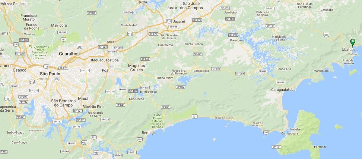 Mapa pláži Perequê Açu