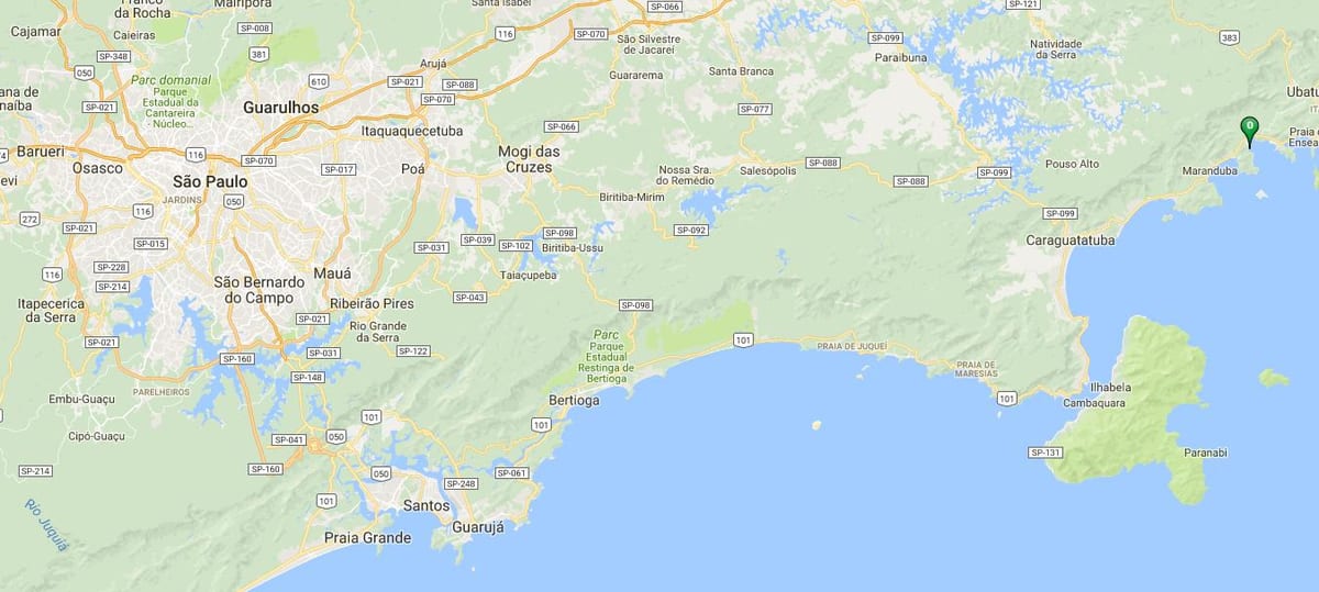 Mapa pláži Vermelha robiť Sul