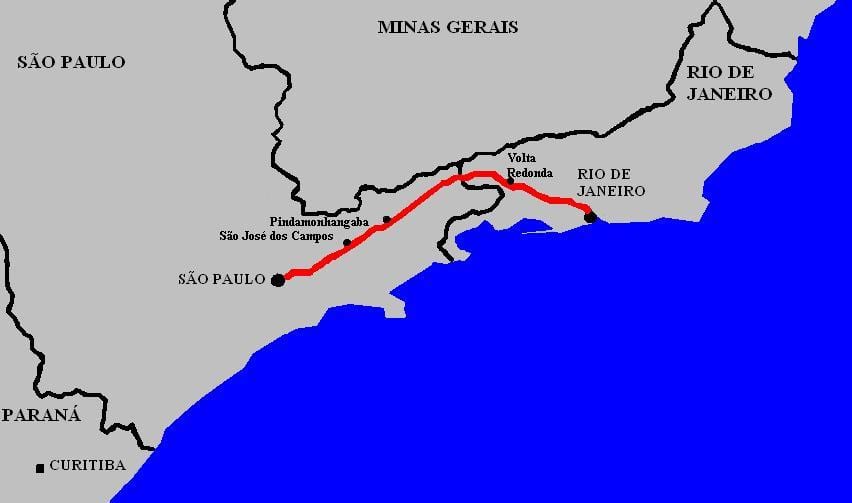 Mapa Prezident Dutra diaľnici - BR 116