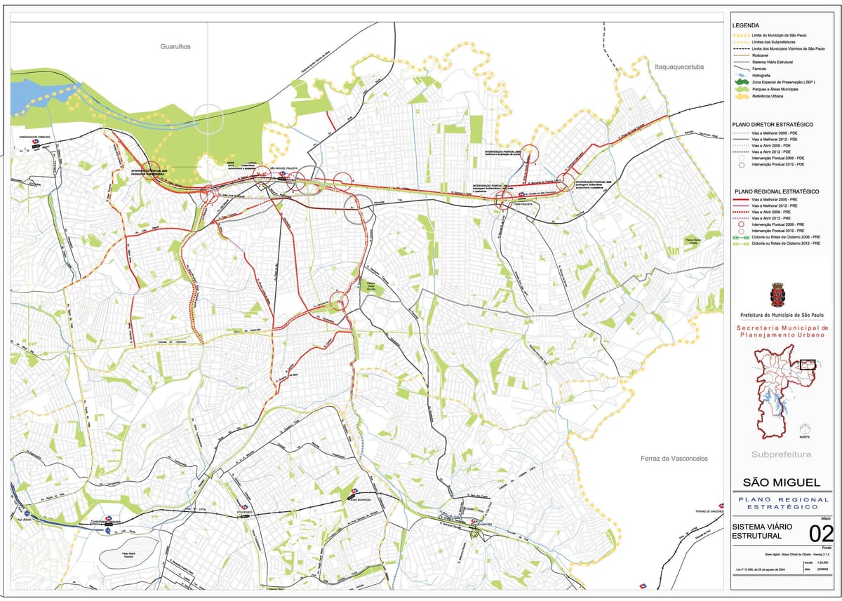 Mapa Sao Miguel Paulista São Paulo - Cesty
