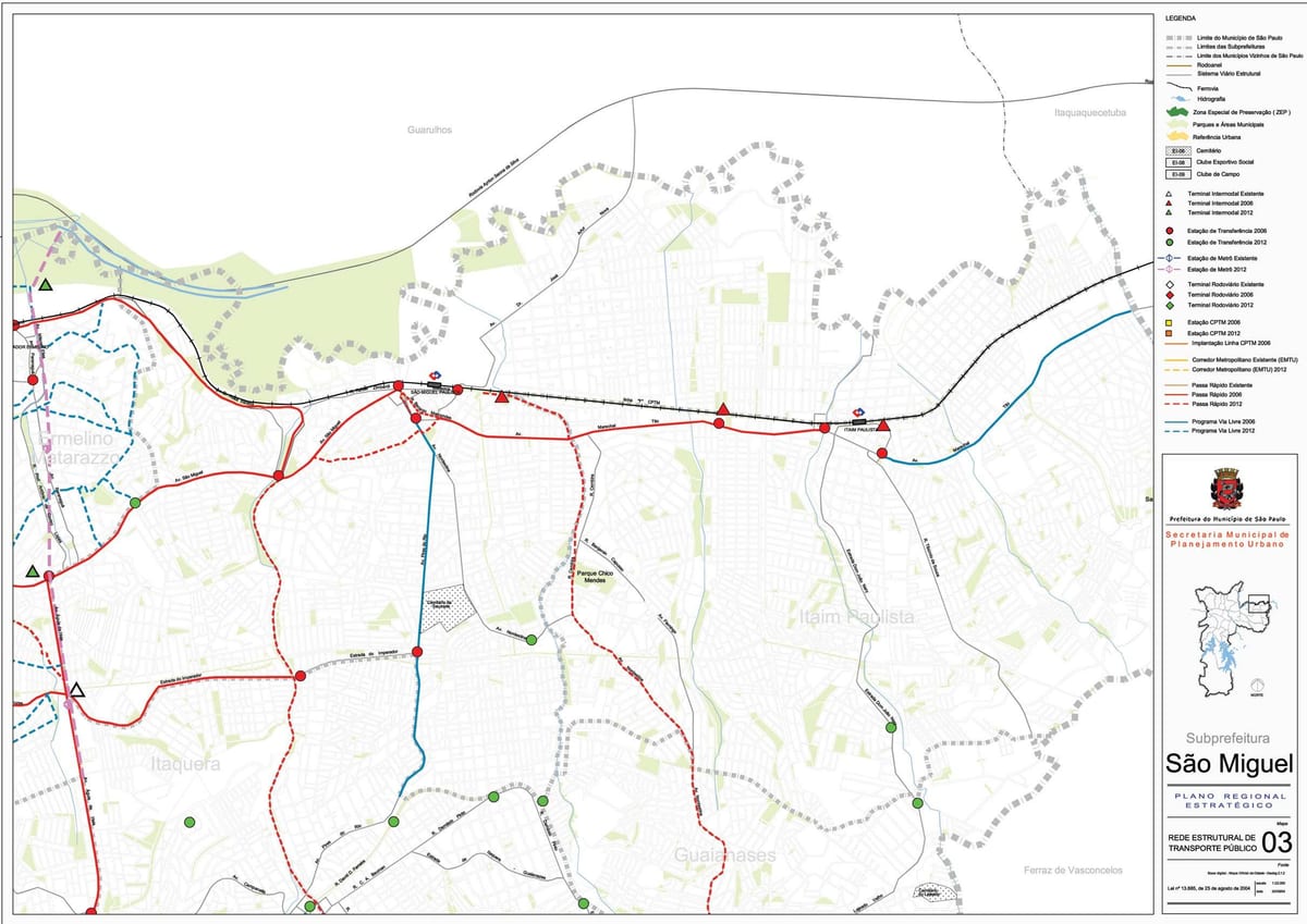 Mapa Sao Miguel Paulista São Paulo - Verejnej dopravy