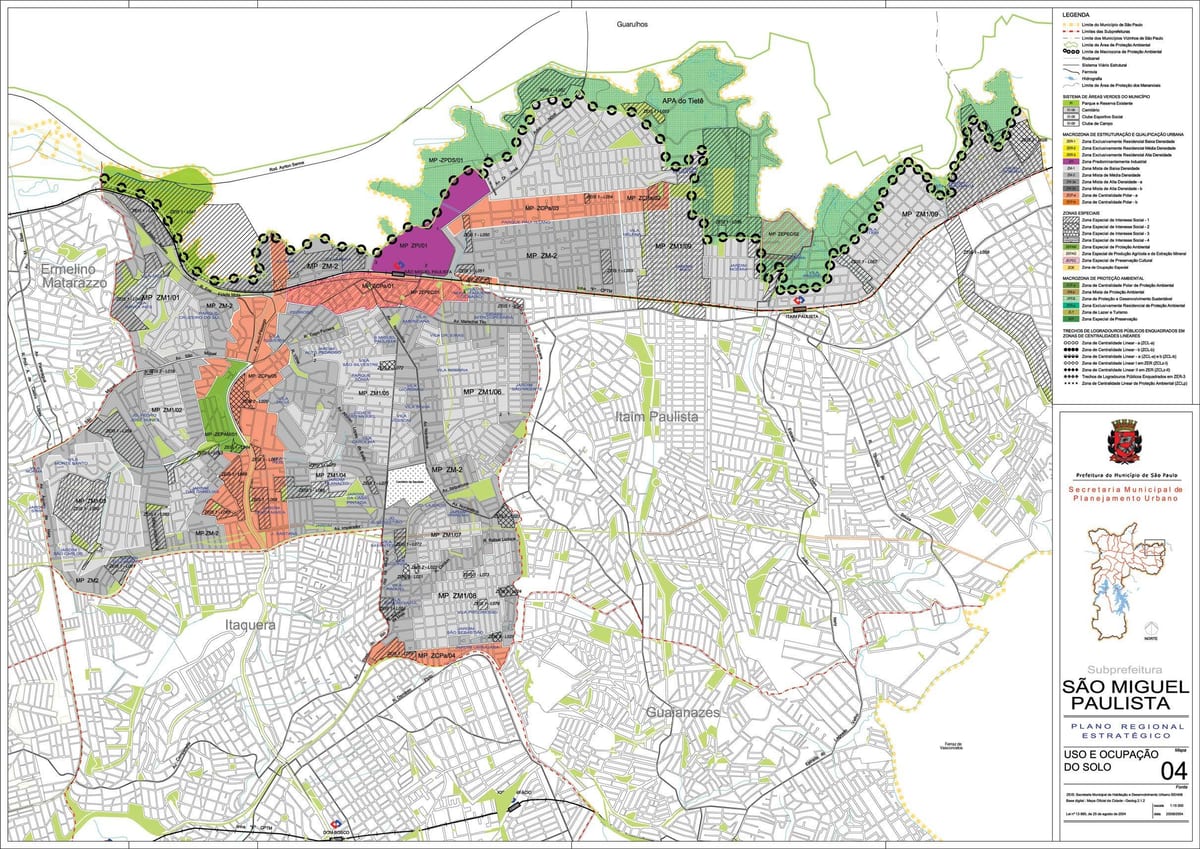 Mapa Sao Miguel Paulista São Paulo - záber pôdy