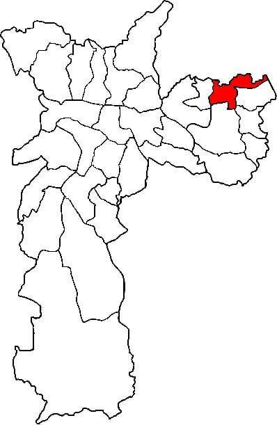 Mapa Sao Miguel Paulista sub-prefektúra Sao Paulo