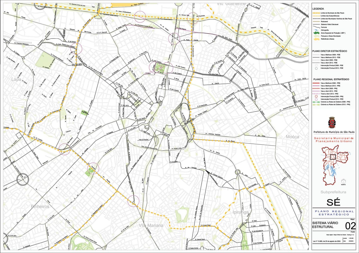 Mapa Sé São Paulo - Cesty