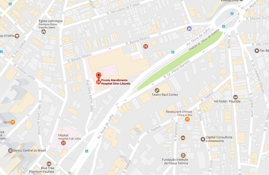 Mapa Sírio-Libanês nemocnici