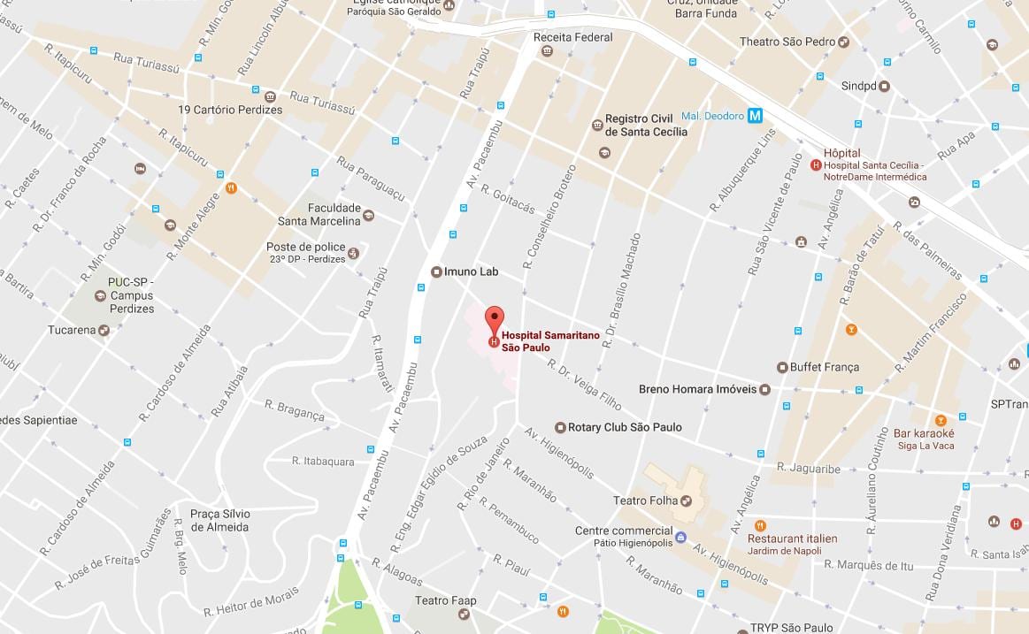 Mapa Samaritano São Paulo nemocnici