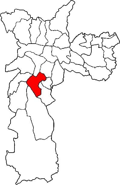 Mapa Santo Amaro sub-prefektúra Sao Paulo