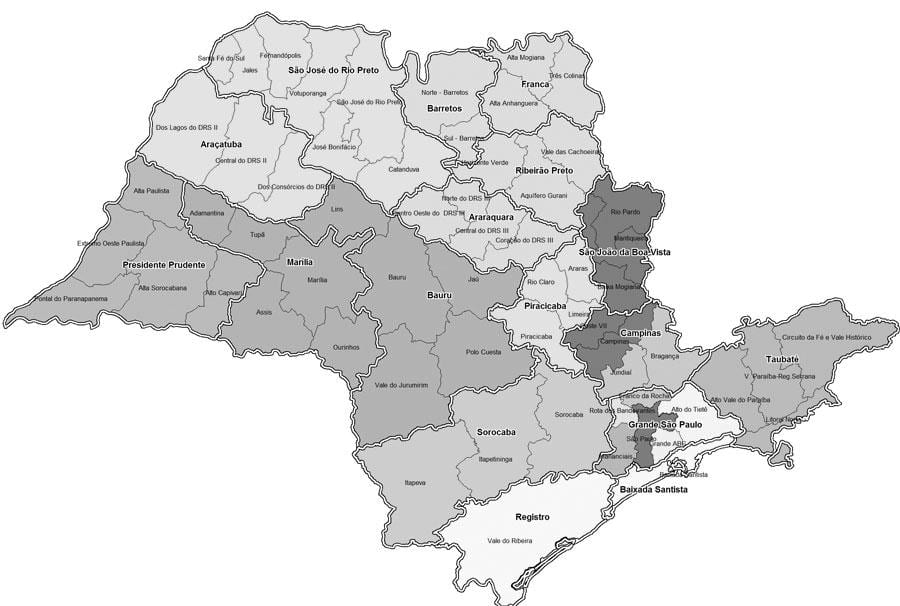 Mapa Sao Paulo čierna a biela