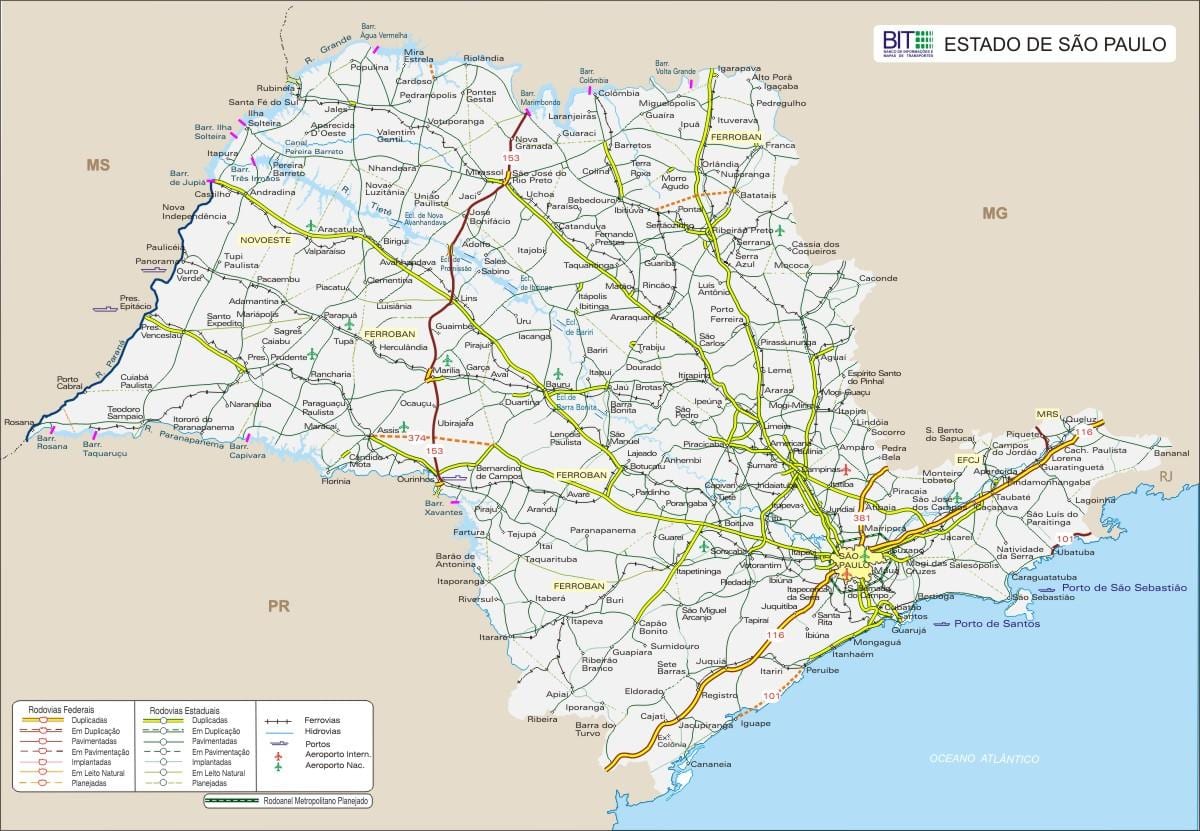 Mapa Sao Paulo Štátu