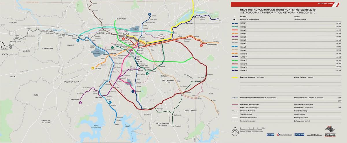 Mapa siete dopravy Sao Paulo