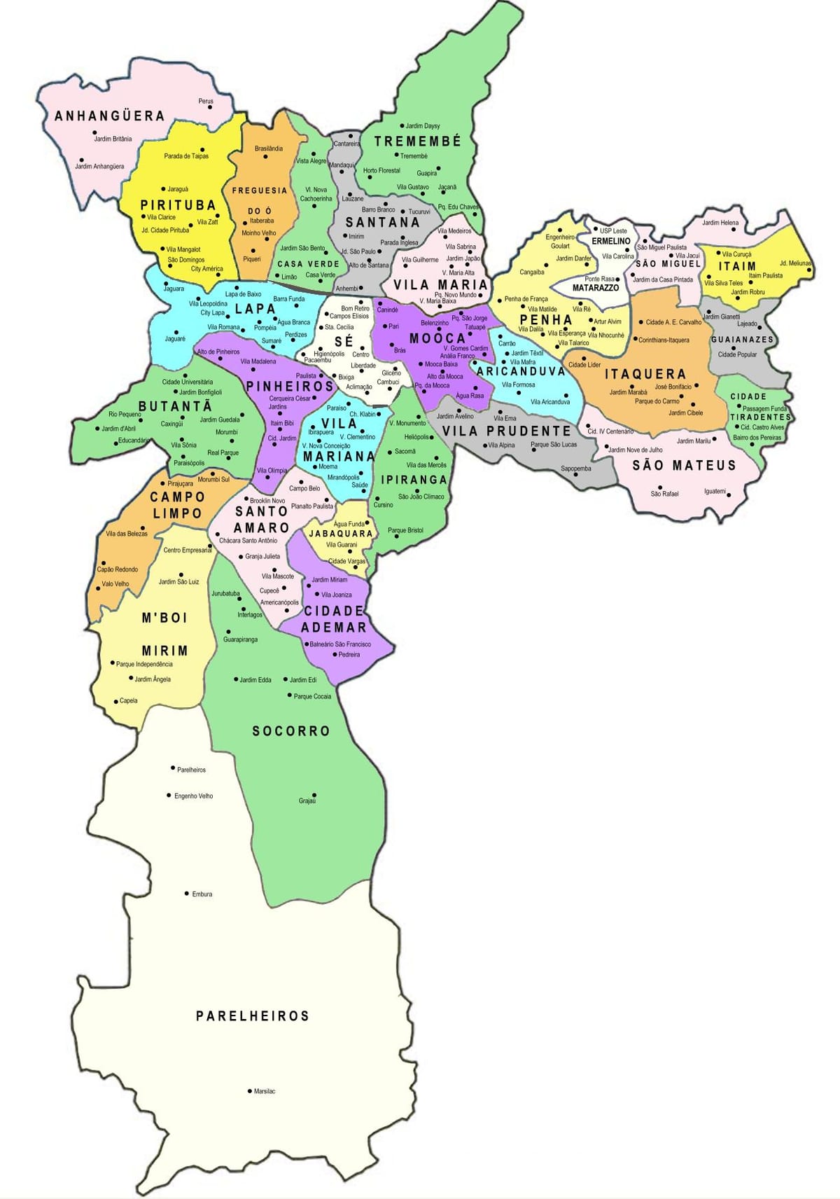 Mapa sub-prefektúry Sao Paulo