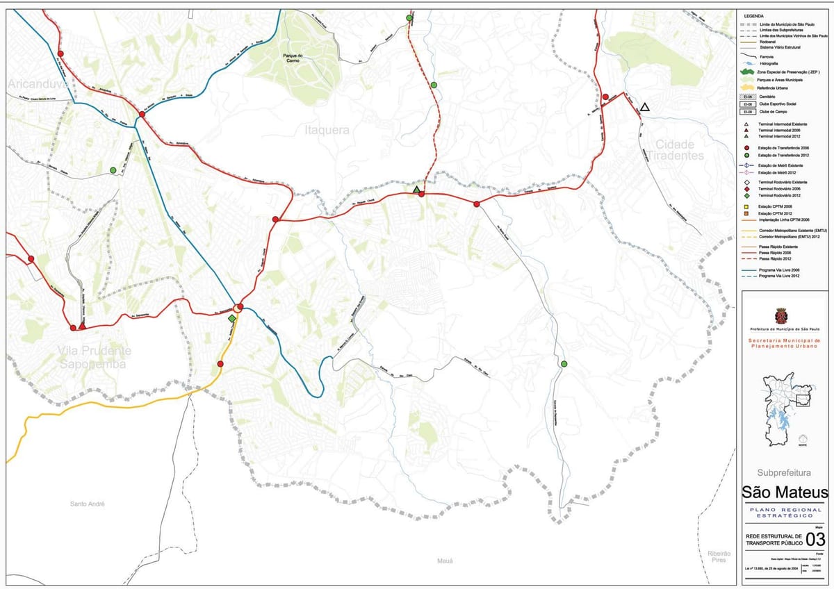 Mapa Svätý Mateus São Paulo - Verejnej dopravy