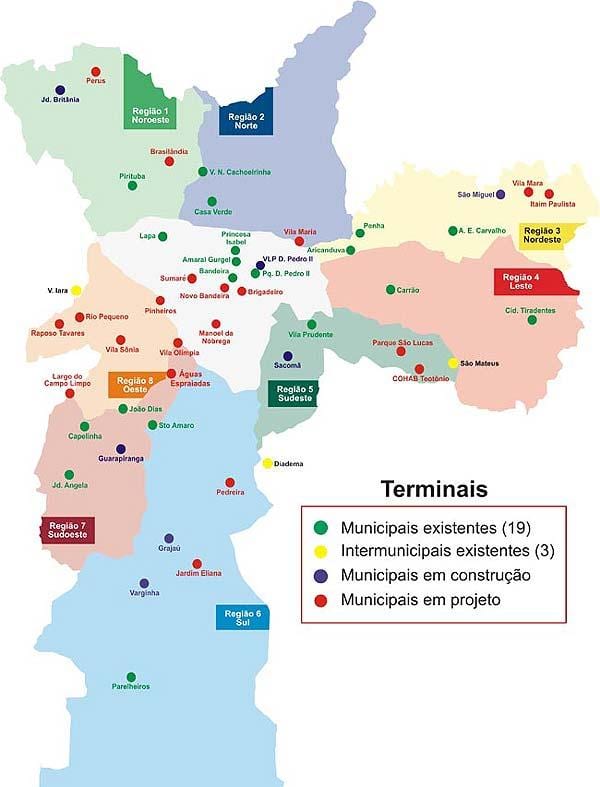 Mapa svorky bus z São Paulo