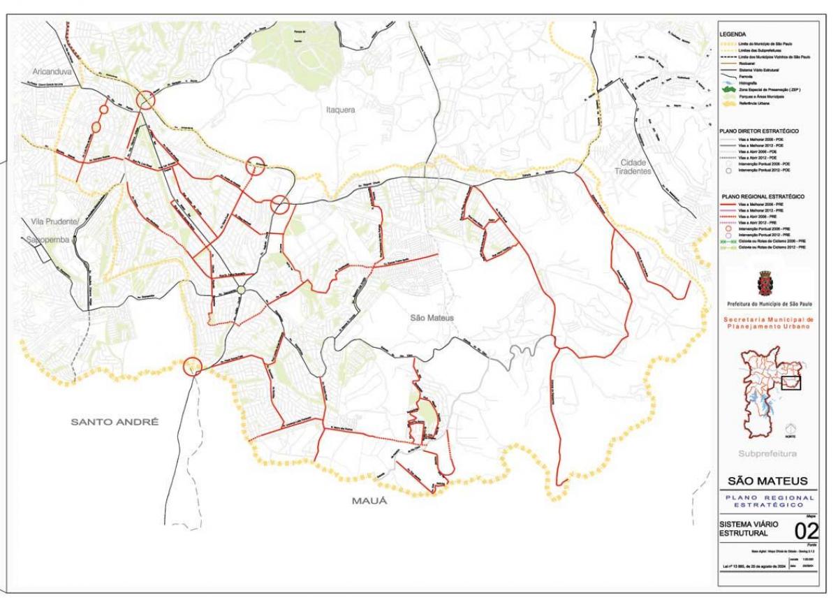 Mapa Svätý Mateus São Paulo - Cesty