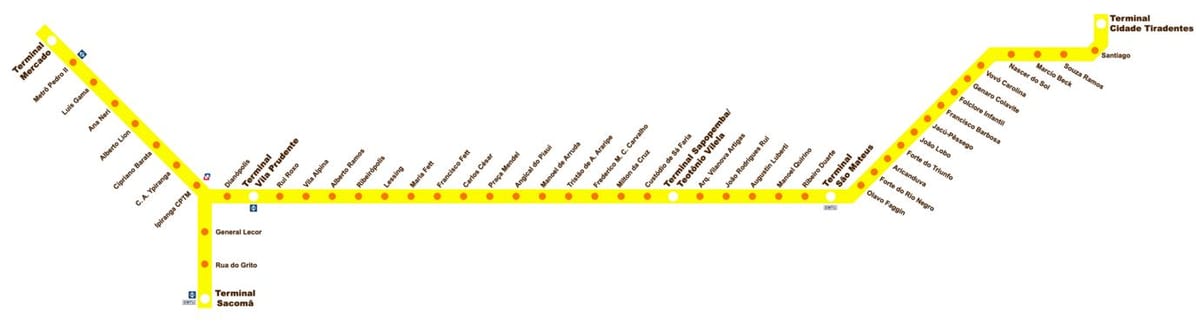 Mapa terminálu Sacomã Expresso Tiradentes