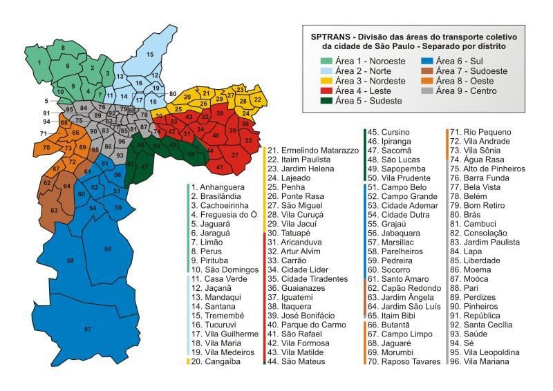 Mapa verejnej dopravy SPTrans