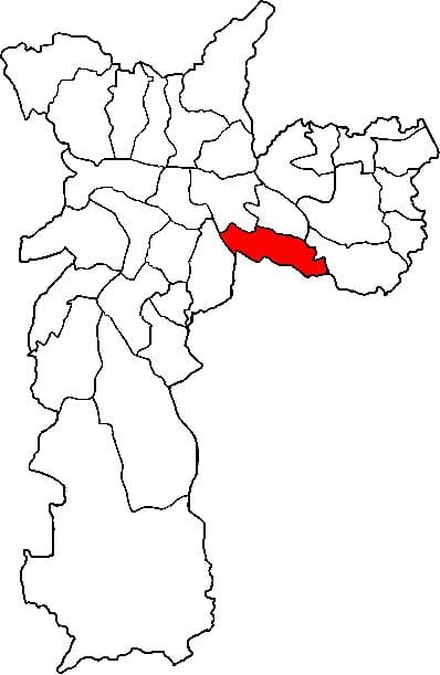 Mapa Vila Prudente sub-prefektúra Sao Paulo