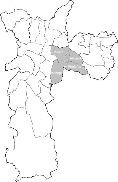 Mapa zóny Sudeste Sao Paulo