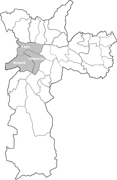 Mapa zóny Západ Sao Paulo