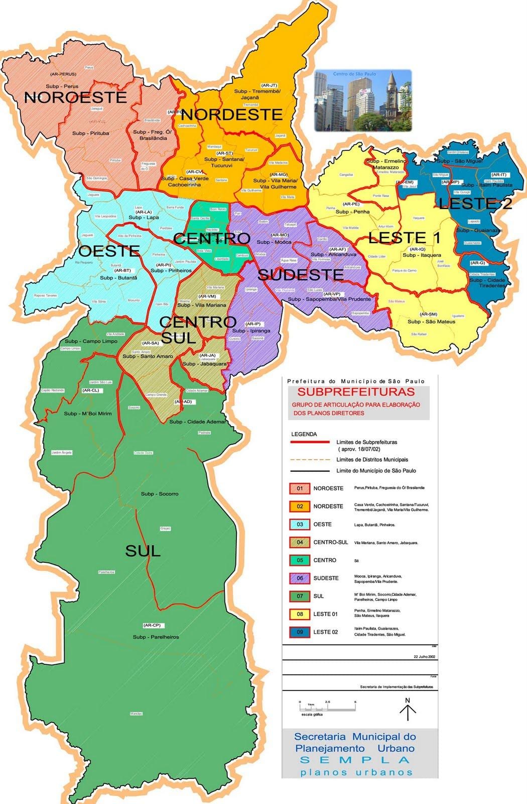 Mapa zonas Sao Paulo