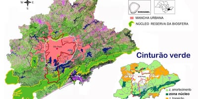 Mapa biosférická rezervácia zelený pás z São Paulo