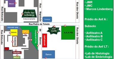 Mapa federálnej university of Sao Paulo - UNIFESP