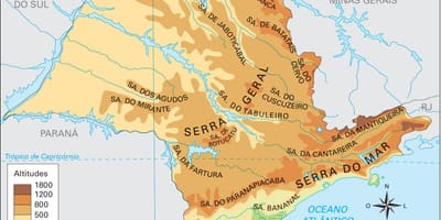 Mapa nadmorská výška Sao Paulo